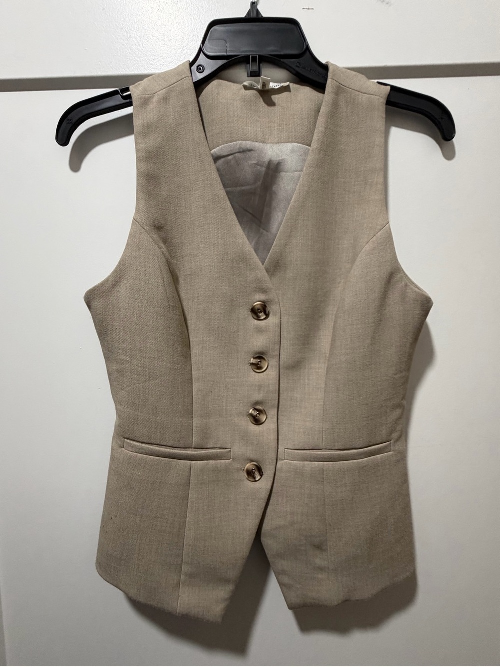 Heartloom Beige Tailored Women's Vest with Button Front